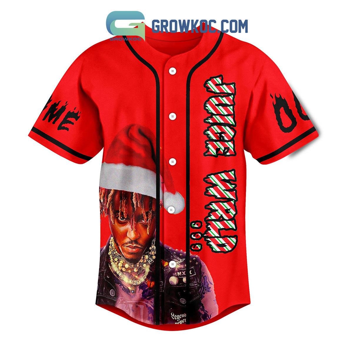 Juice Wrld Good Bye Christmas Edition And Good Kid Dance Personalized Baseball Jersey baseball jersey product view 2