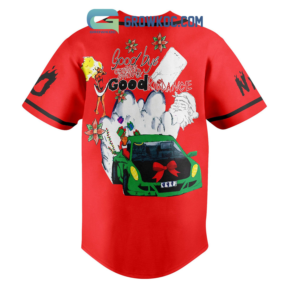 Juice Wrld Good Bye Christmas Edition And Good Kid Dance Personalized Baseball Jersey baseball jersey product view 3