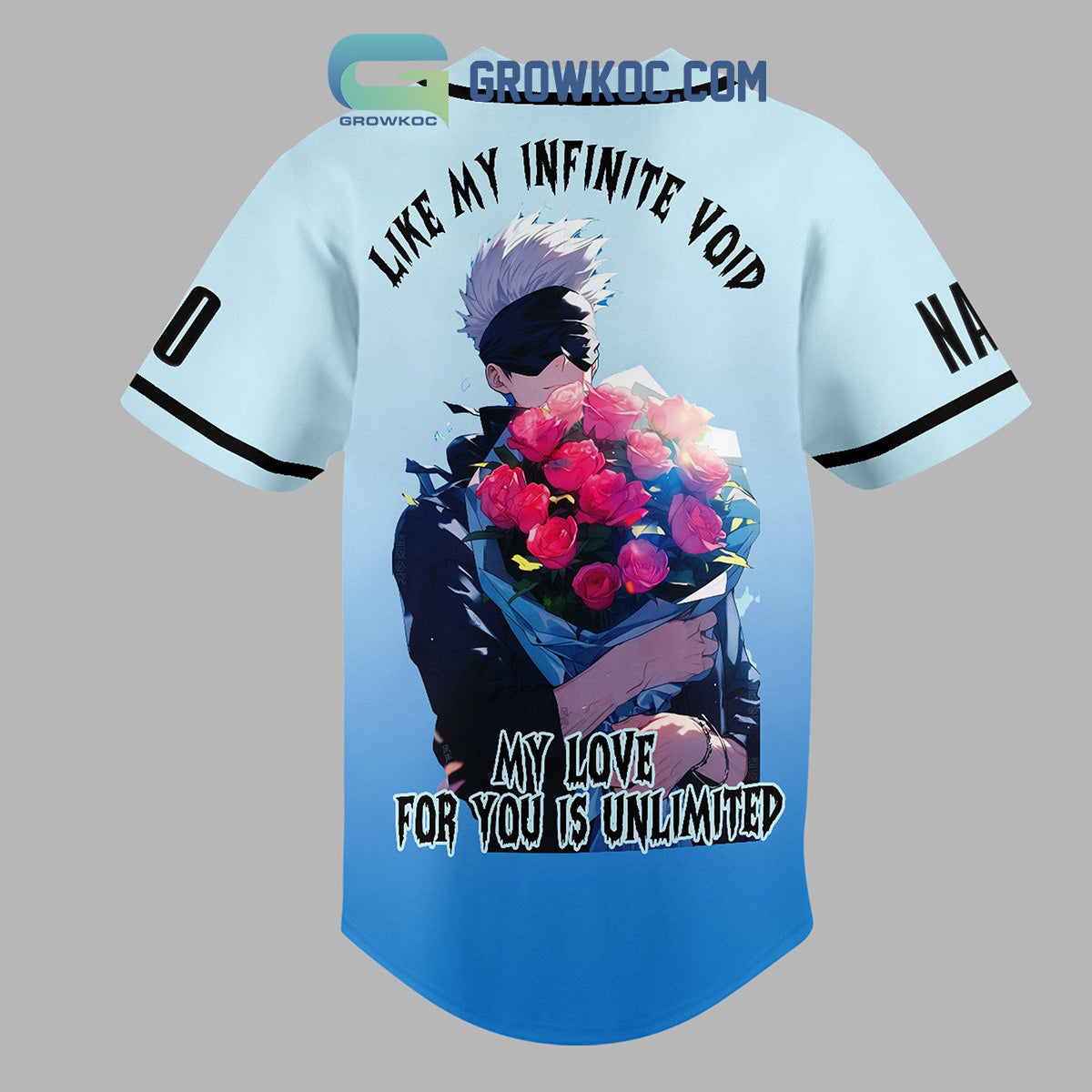 Jujutsu Kaisen Satoru Gojo Be My Valentine Personalized Baseball Jersey baseball jersey product view 3