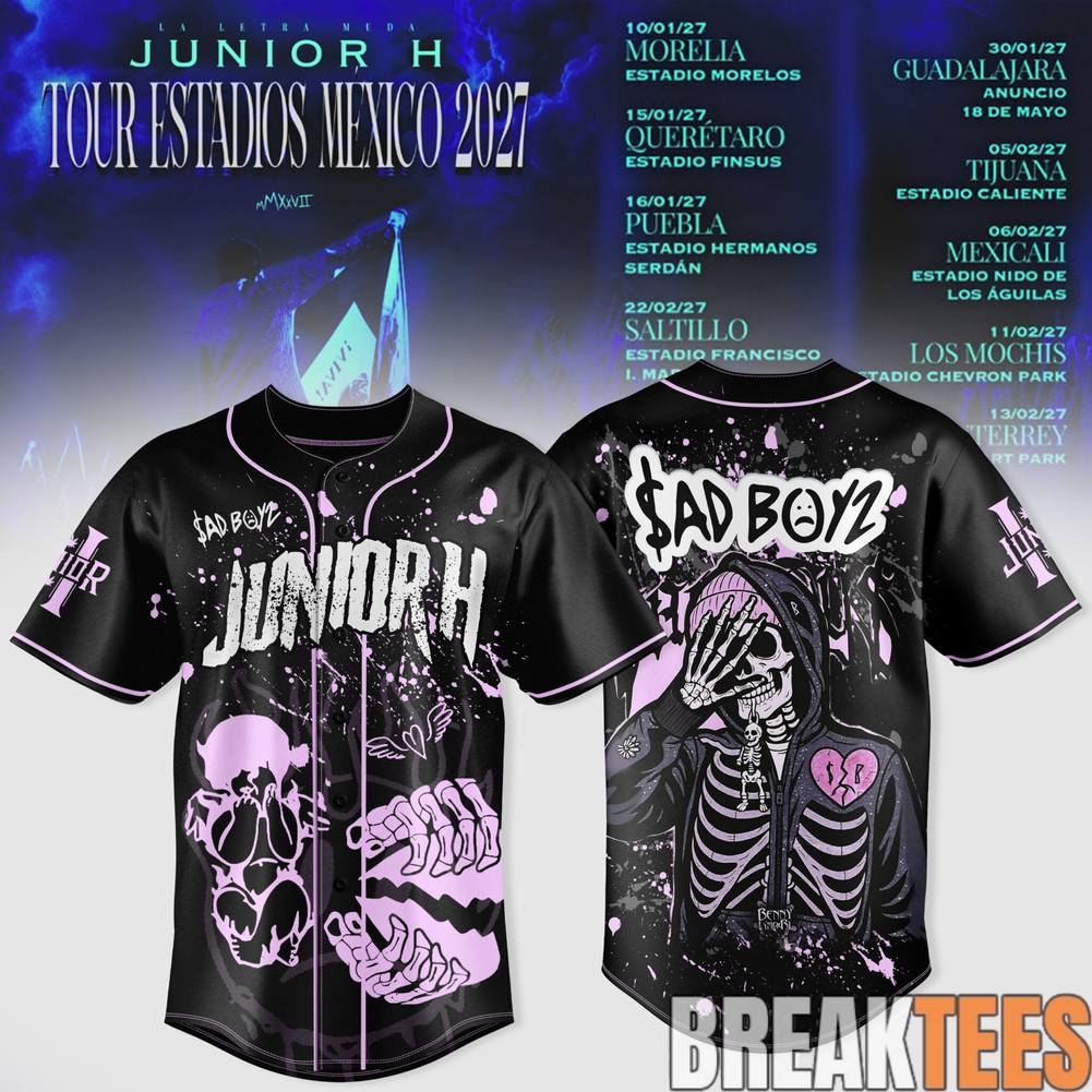 Junior H Sad Boyz Tour Estadios Mexico 2027 Jersey Unisex T-shirt, Sweatshirt, Hoodie, Long Sleeve Tee - T-Shirt, Sweatshirt, Hoodie