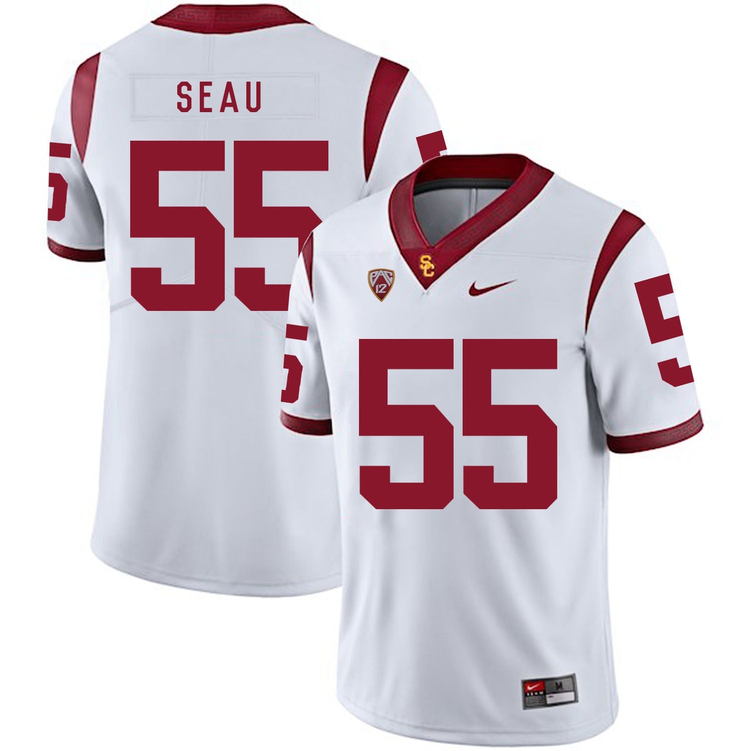 Junior Seau 55 White College Football Jersey football jersey product view 1