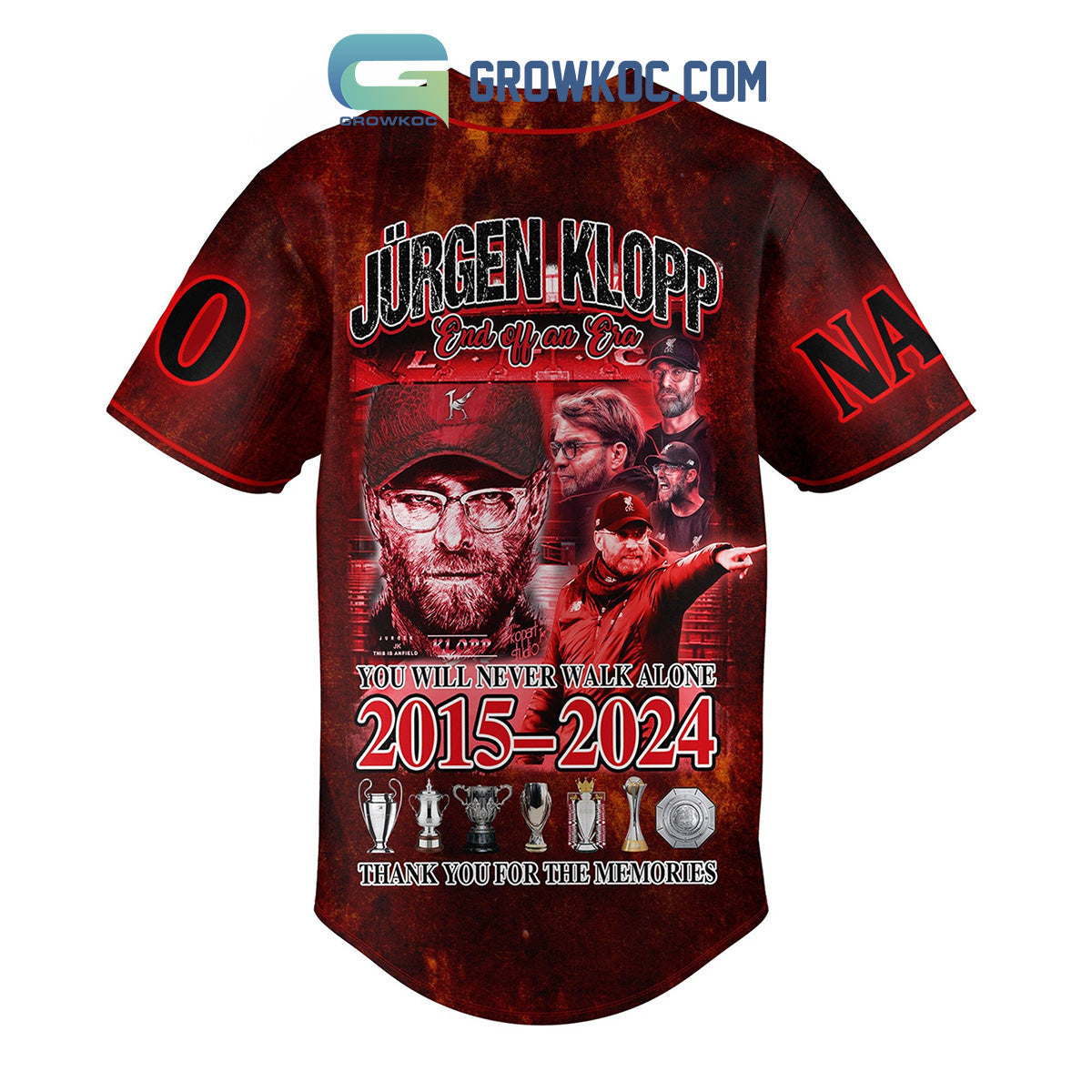 Jurgen Klopp End Of An Era 2015 2024 Liverpool Memories Personalized Baseball Jersey baseball jersey product view 3