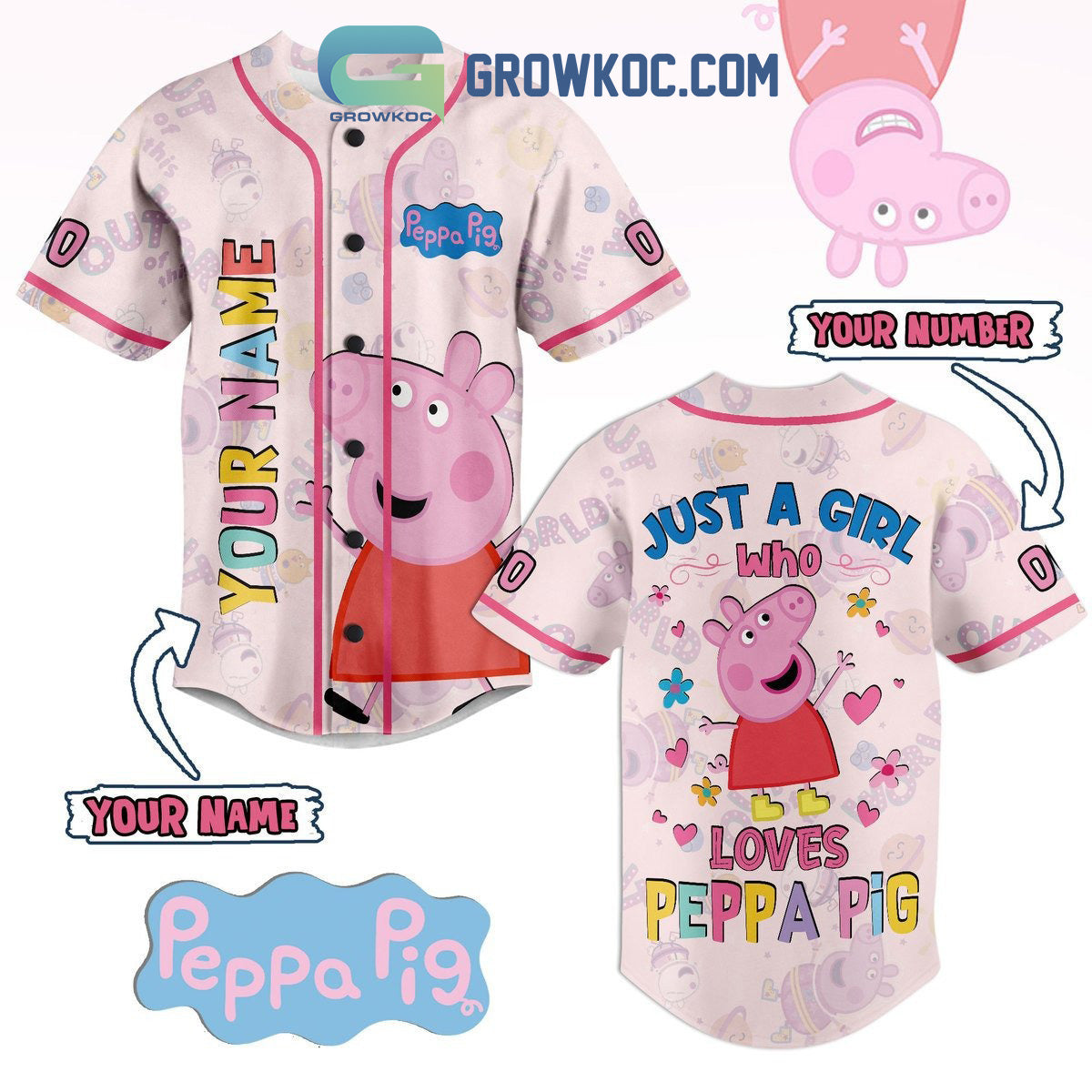 Just A Girl Who Loves Peppa Pig Personalized Baseball Jersey baseball jersey product view 1