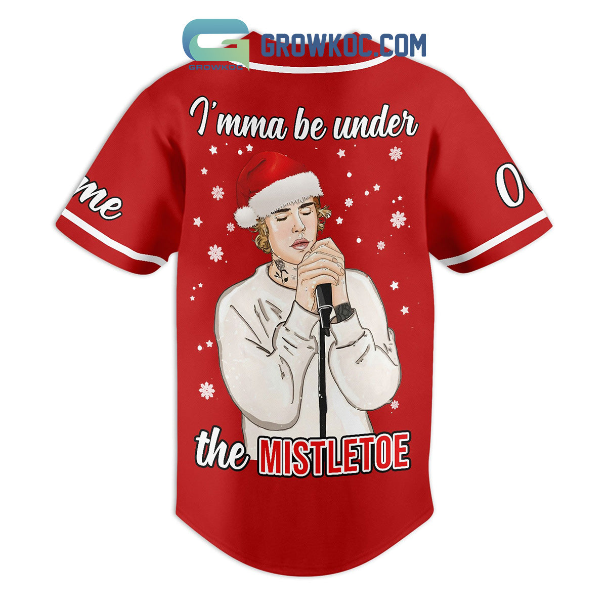 Justin Bieber I’mma Be Under The Mistletoe Christmas Personalized Baseball Jersey baseball jersey product view 2