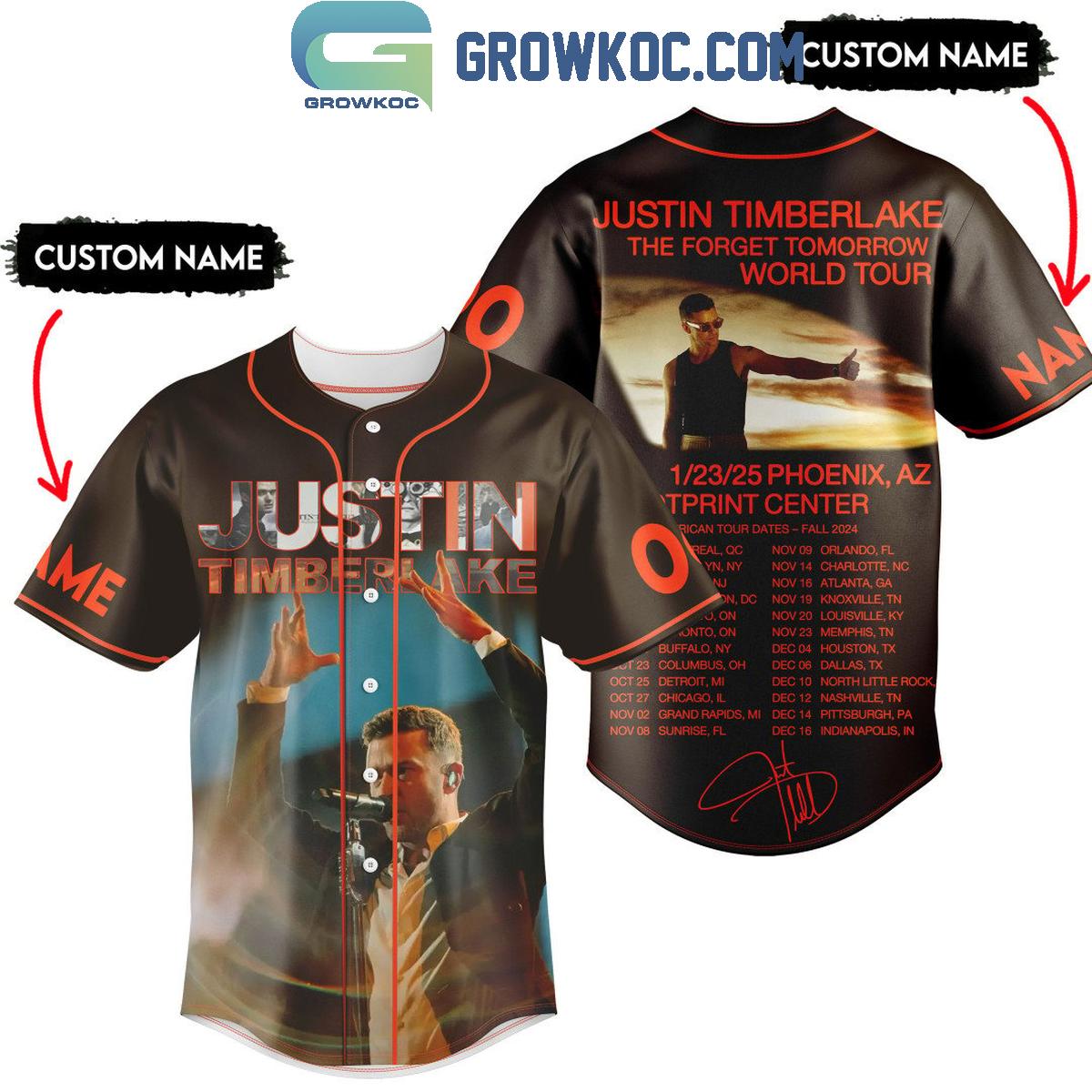 Justin Timberlake The Forget Tomorrow World Tour 2025 Personalized Baseball Jersey baseball jersey product view 1