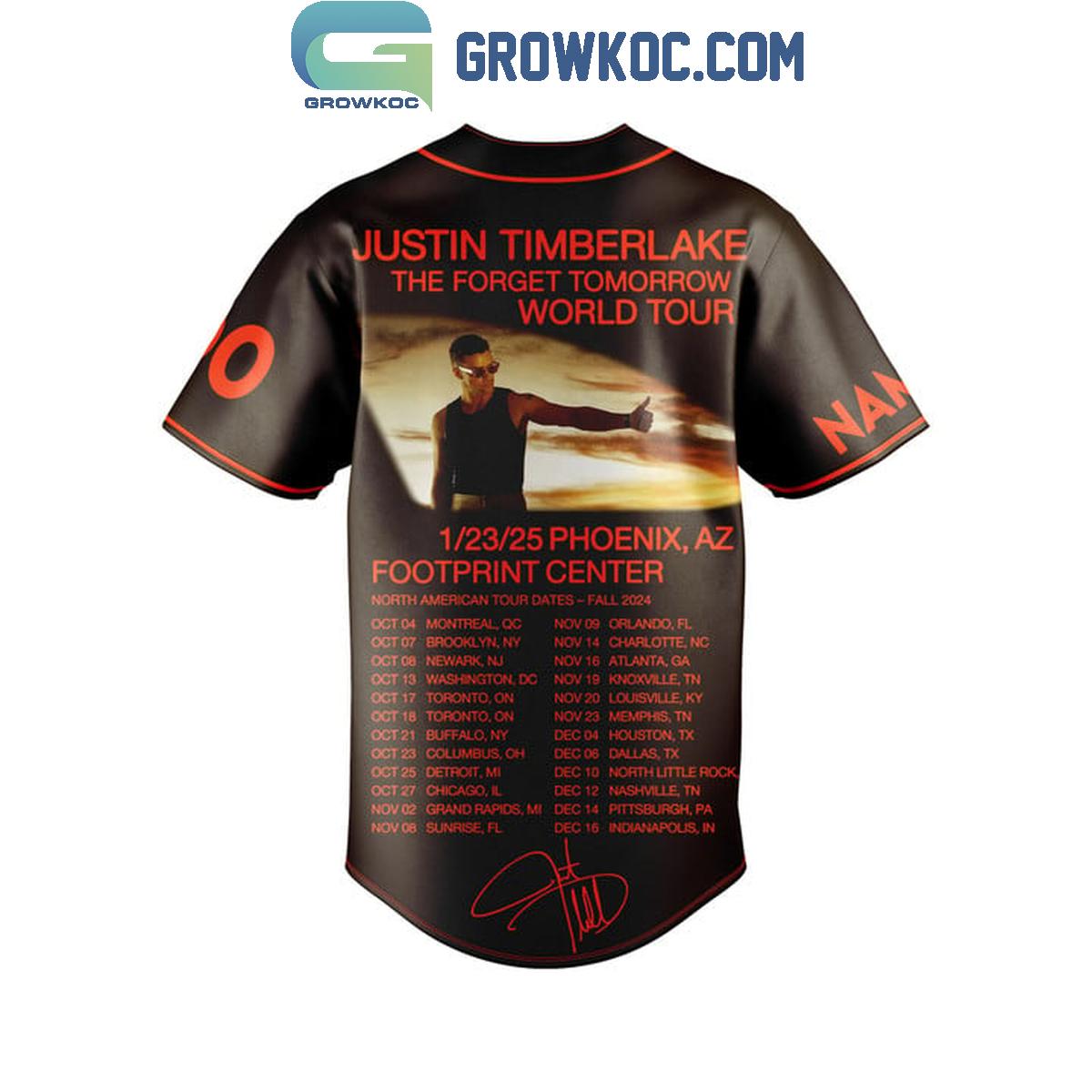 Justin Timberlake The Forget Tomorrow World Tour 2025 Personalized Baseball Jersey baseball jersey product view 3