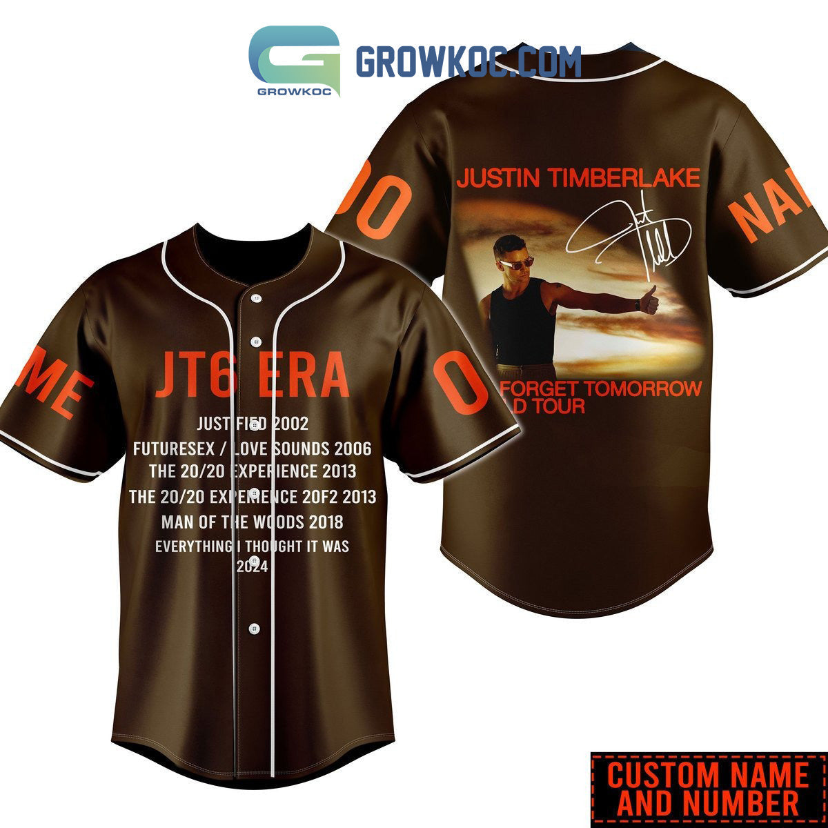 Justin Timberlake The World Tour Performance Personalized Baseball Jersey baseball jersey product view 1