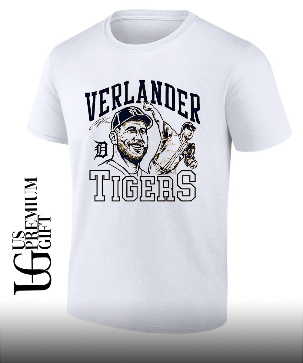 Justin Verlander Detroit Tigers baseball signature portrait shirt Unisex T-shirt, Sweatshirt, Hoodie, Long Sleeve Tee - T-Shirt, Sweatshirt, Hoodie