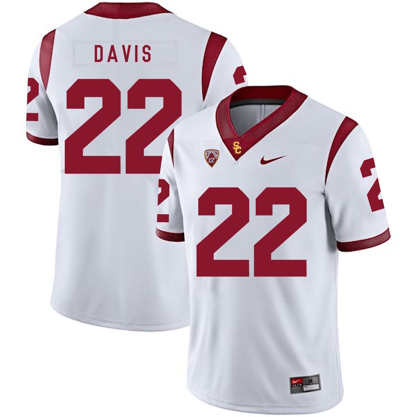 Justin Davis 22 White College Football Jersey football jersey product view 1