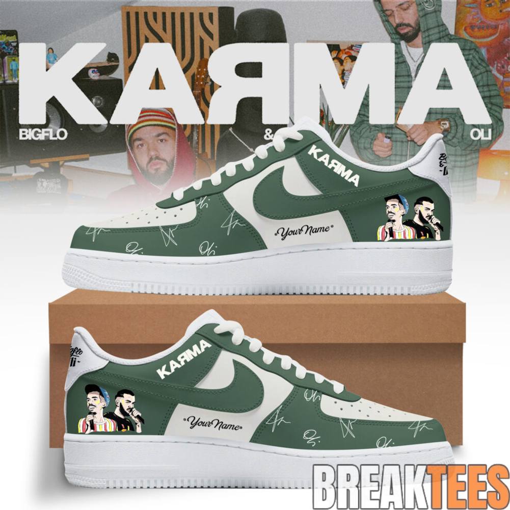 KARMA Bigflo Oli 2026 Tour Custom Air Force 1 Sneaker Unisex T-shirt, Sweatshirt, Hoodie, Long Sleeve Tee - T-Shirt, Sweatshirt, Hoodie