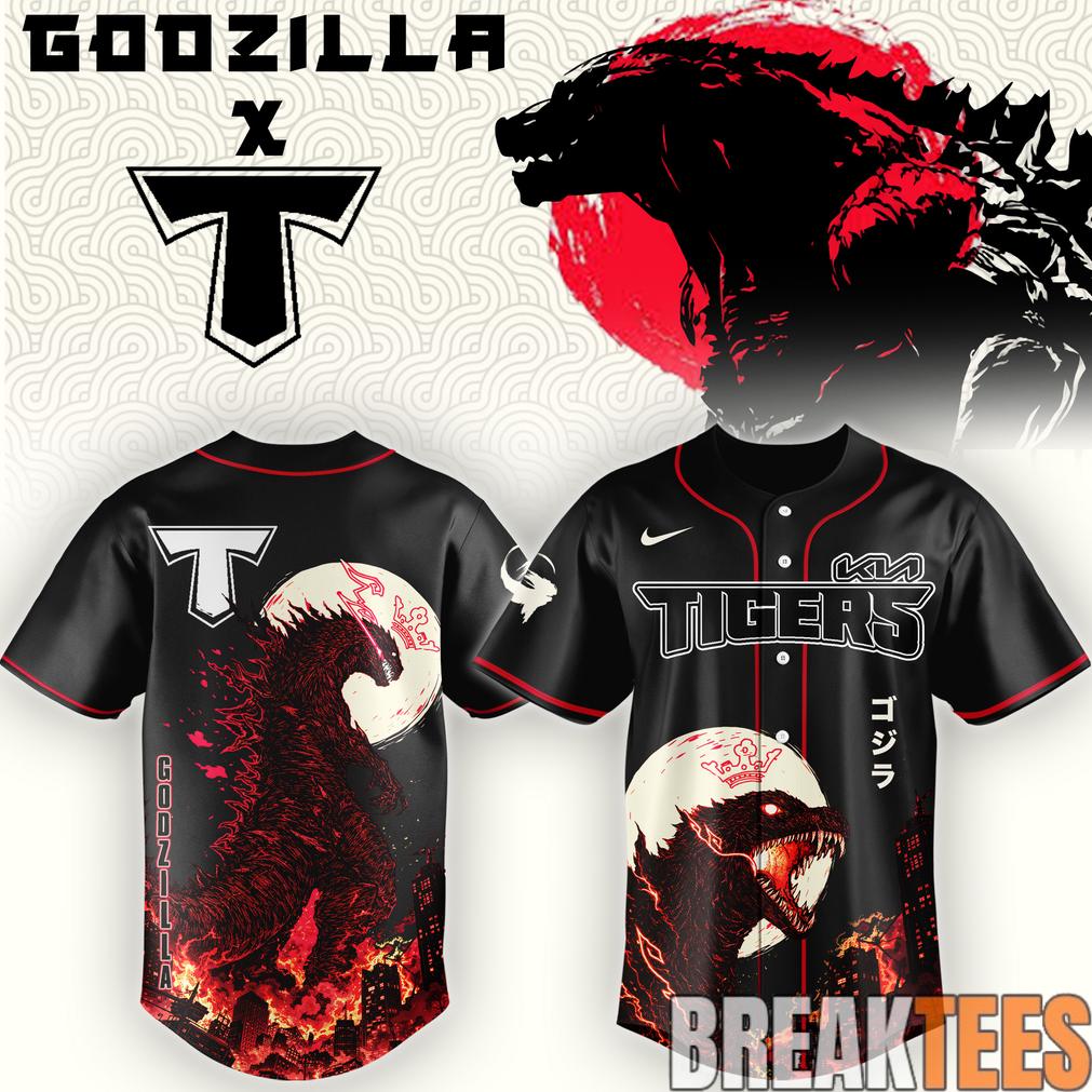 KIA Tigers x Godzilla Minus Zero Baseball Jersey Unisex T-shirt, Sweatshirt, Hoodie, Long Sleeve Tee - T-Shirt, Sweatshirt, Hoodie