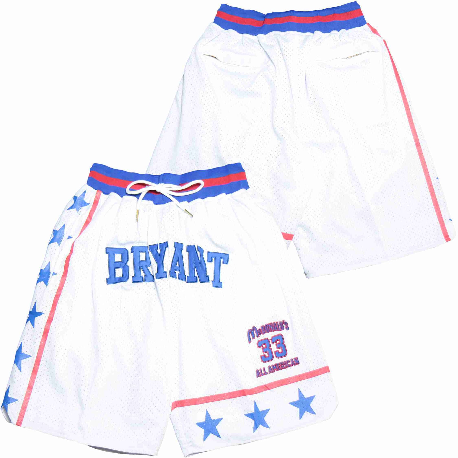 KOBE BRYANT MCDONALDS ALL AMERICAN WHITE BASKETBALL SHORTS College Football Jersey football jersey product view 1
