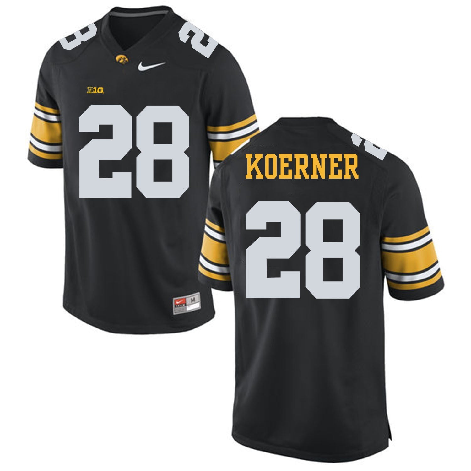 KOERNER 28 Black College Football Jersey football jersey product view 1