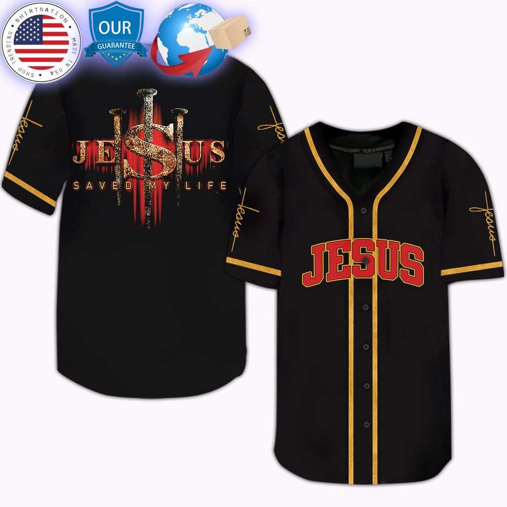 HOT Jesus Saved My Life Jesus Baseball Jersey baseball jersey product view 1