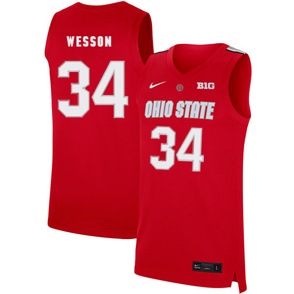 Kaleb Wesson 34 Scarlet College Football Jersey football jersey product view 1