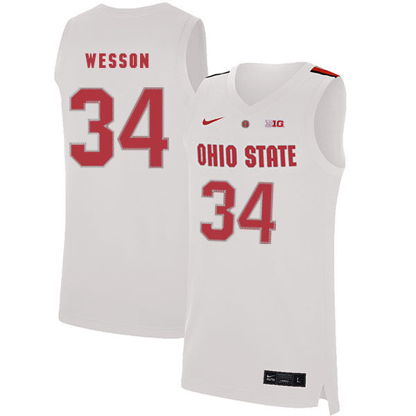 Kaleb Wesson 34 White College Football Jersey football jersey product view 1