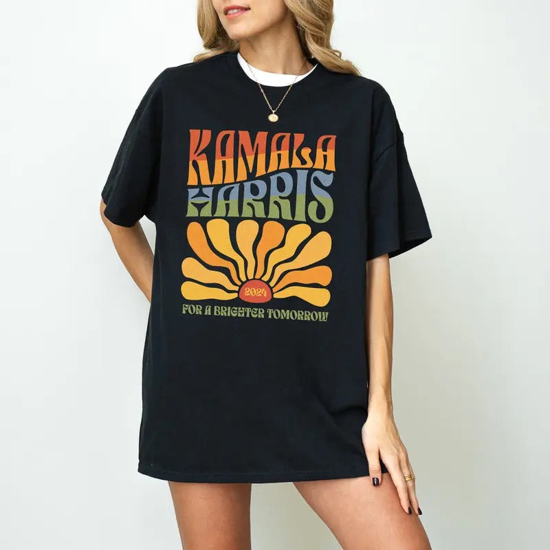 Kamala Harris 2024 President Boho Retro Election - Adult & Kids T-Shirts, Sweatshirts & Hoodies apparel design preview 1