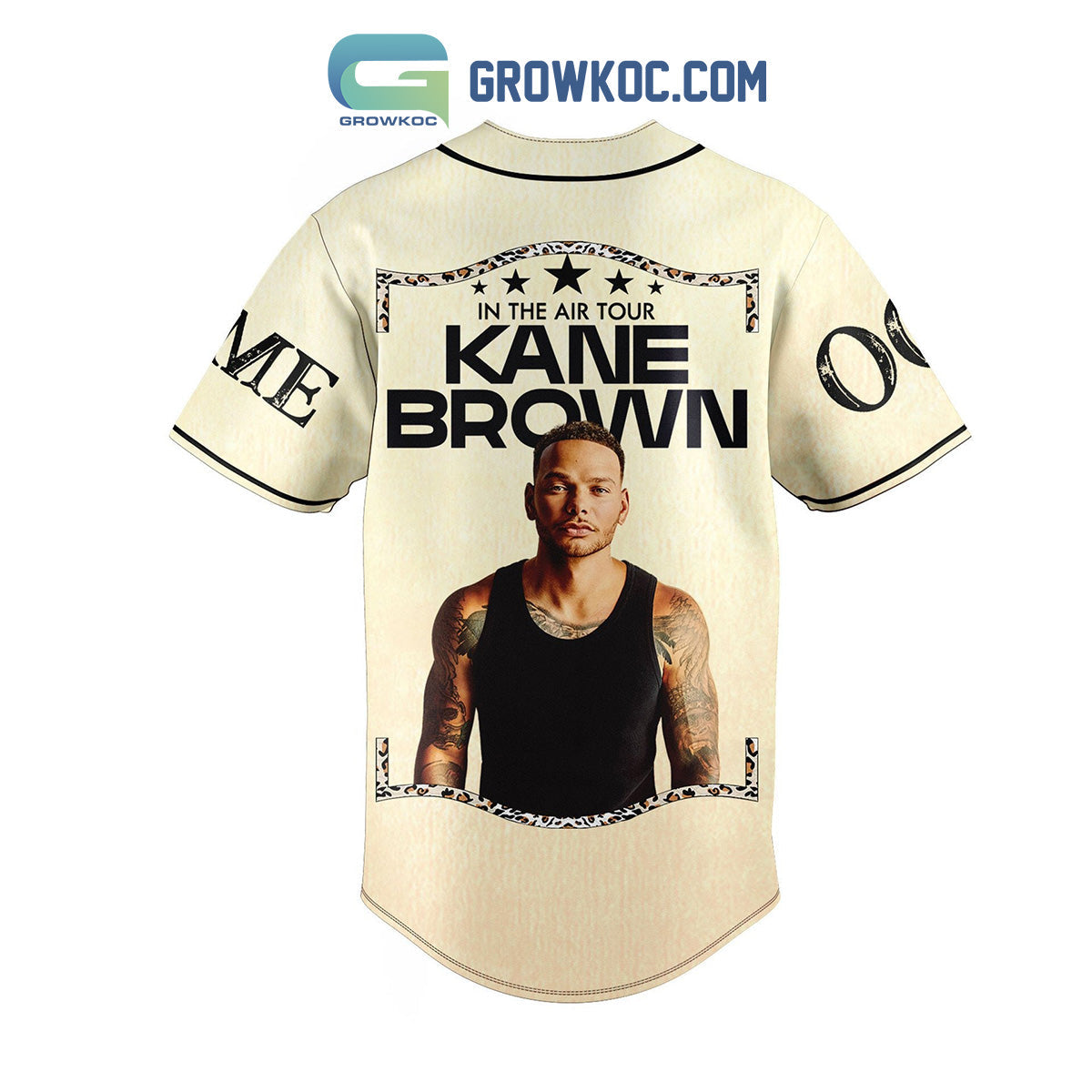 Kane Brown In The Air Tour Beige Personalized Baseball Jersey baseball jersey product view 3