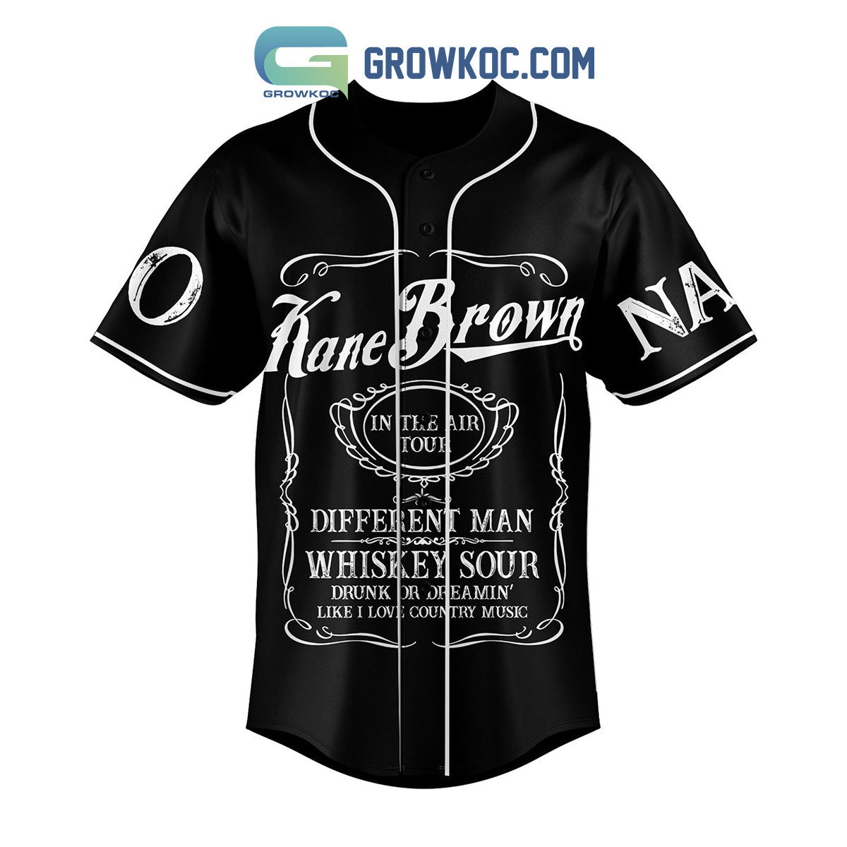 Kane Brown In The Air Tour Black Personalized Baseball Jersey baseball jersey product view 2