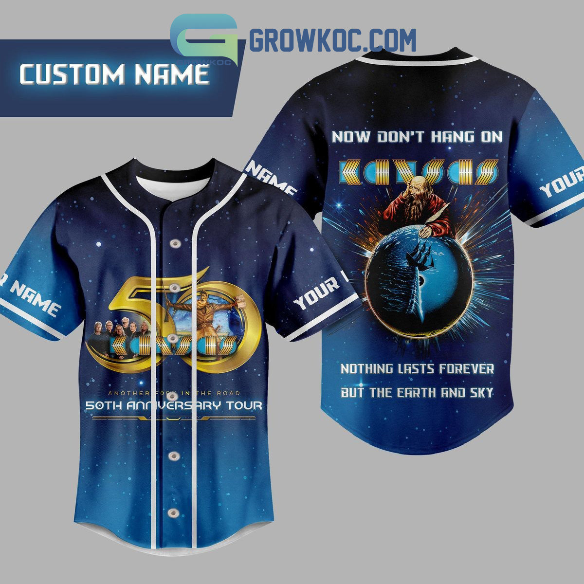 Kansas Another Fork In The Road 50th Anniversary Tour Personalized Baseball Jersey baseball jersey product view 1