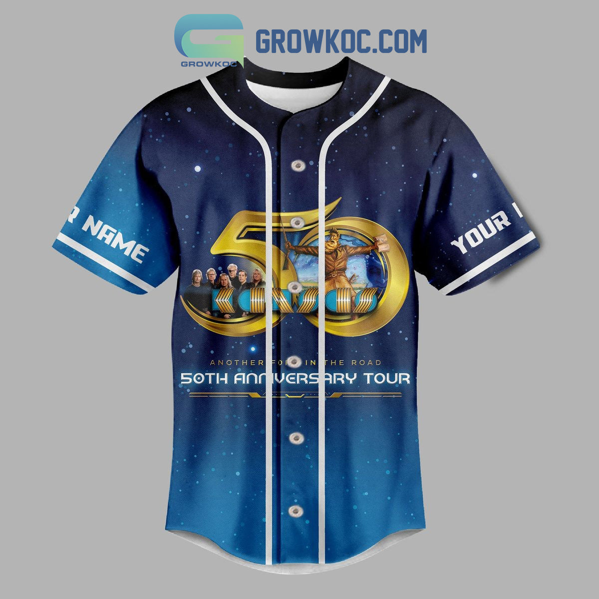 Kansas Another Fork In The Road 50th Anniversary Tour Personalized Baseball Jersey baseball jersey product view 2