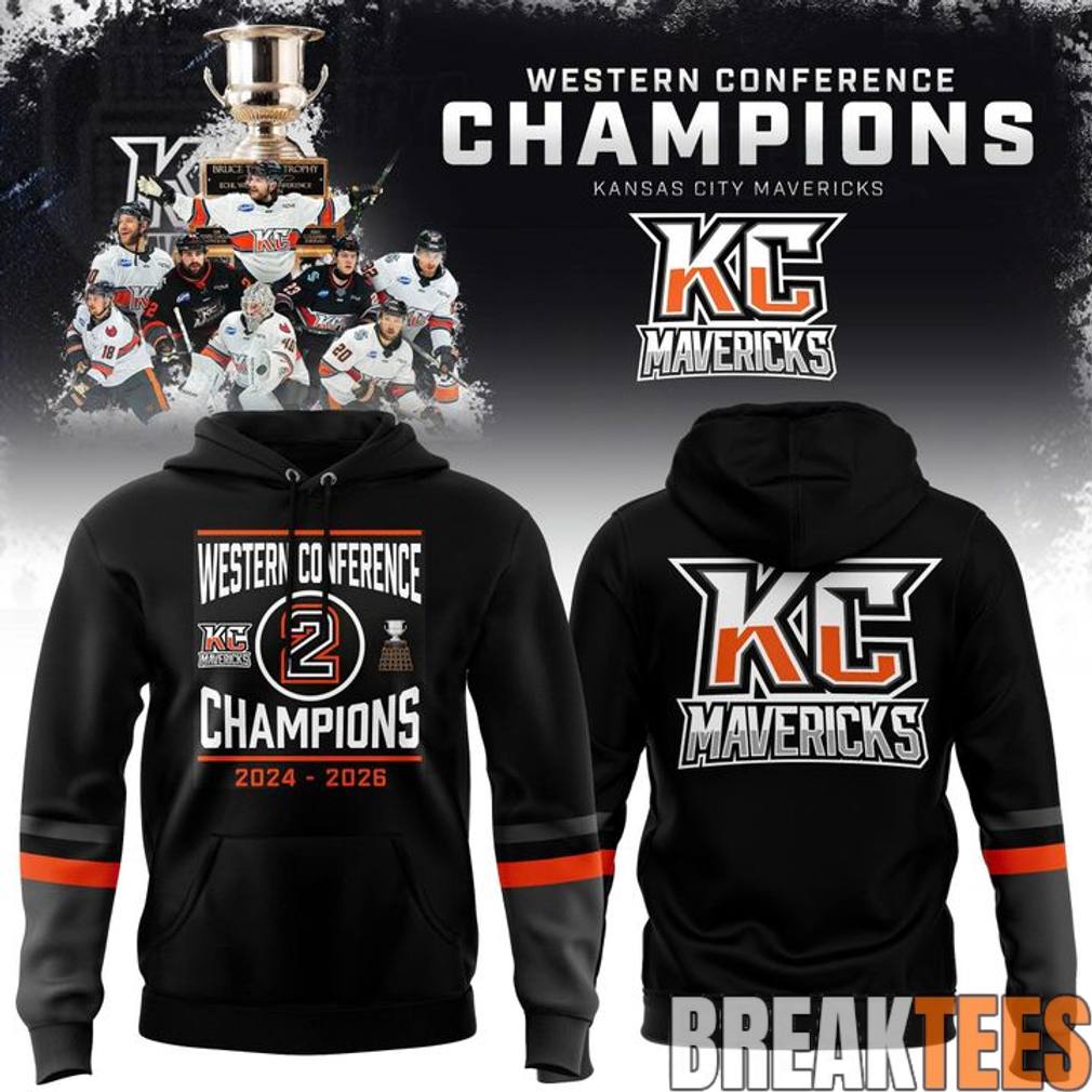 Kansas City Mavericks 2026 ECHL Western Conference Champions Hoodie Unisex T-shirt, Sweatshirt, Hoodie, Long Sleeve Tee - T-Shirt, Sweatshirt, Hoodie