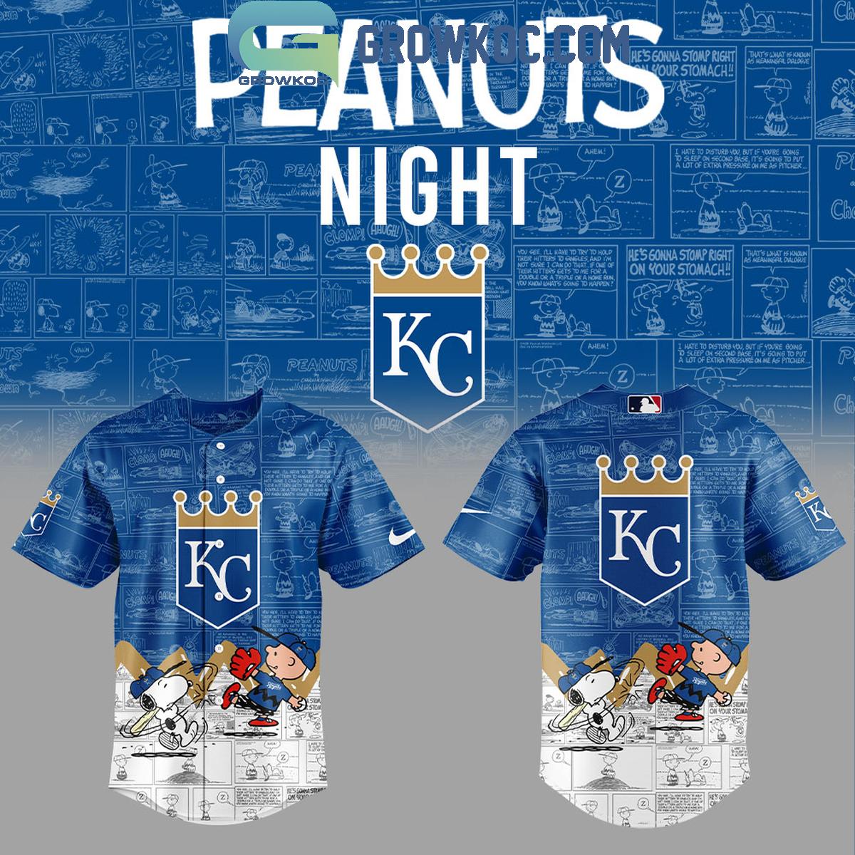 Kansas City Royals Peanuts 75th Anniversary Baseball Jersey baseball jersey product view 1