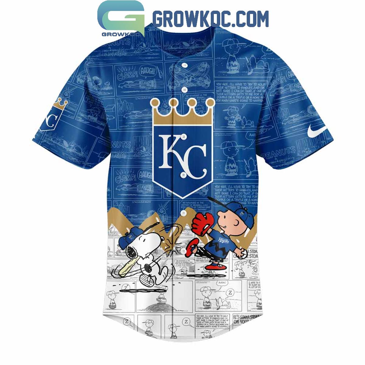 Kansas City Royals Peanuts 75th Anniversary Baseball Jersey baseball jersey product view 2