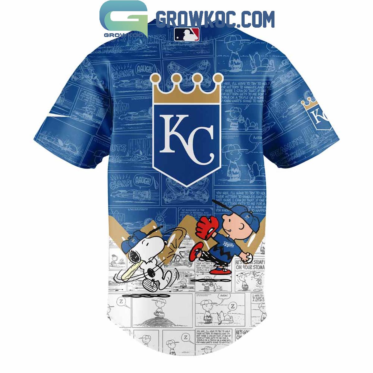Kansas City Royals Peanuts 75th Anniversary Baseball Jersey baseball jersey product view 3