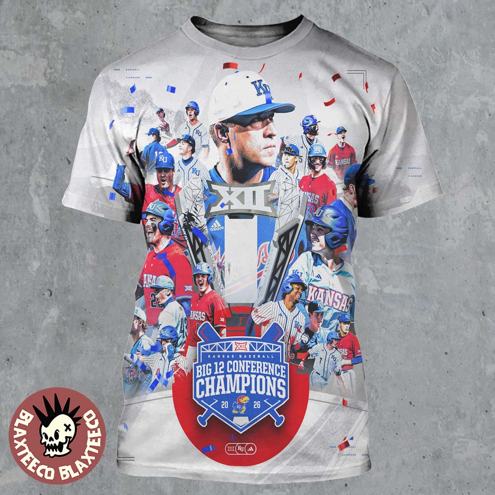 Kansas Jayhawks Baseball 2026 Big 12 Conference Champions All Over Print Shirt Unisex T-shirt, Sweatshirt, Hoodie, Long Sleeve Tee - T-Shirt, Sweatshirt, Hoodie