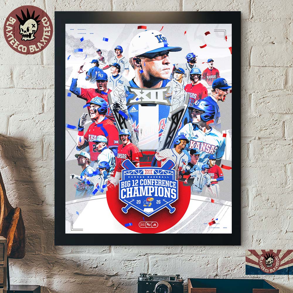 Kansas Jayhawks Baseball 2026 Big 12 Conference Champions Home Decor Poster Canvas Unisex T-shirt, Sweatshirt, Hoodie, Long Sleeve Tee - T-Shirt, Sweatshirt, Hoodie
