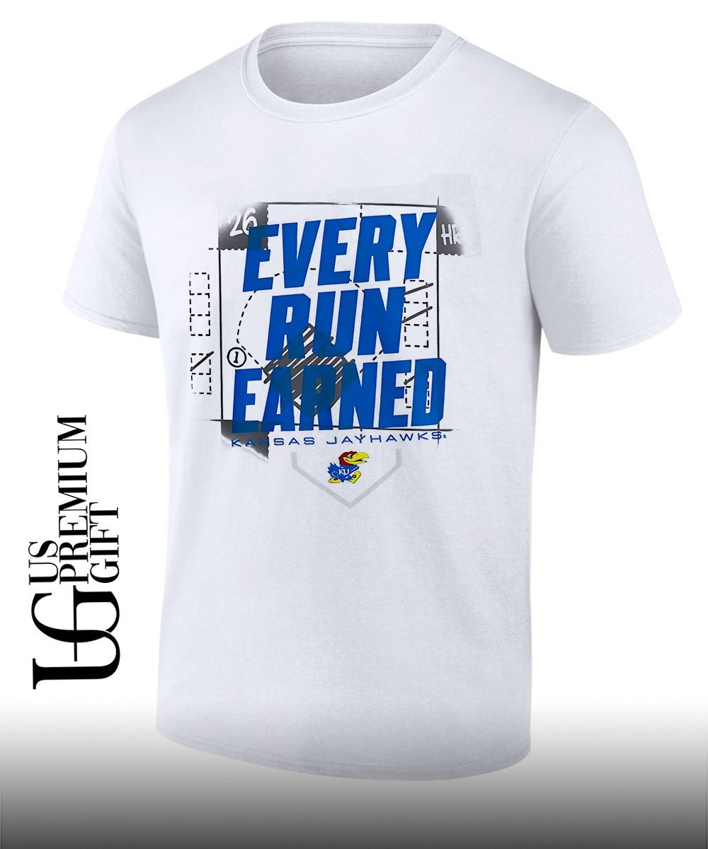 Kansas Jayhawks Every Run Earned Baseball 2026 Home Run shirt Unisex T-shirt, Sweatshirt, Hoodie, Long Sleeve Tee - T-Shirt, Sweatshirt, Hoodie