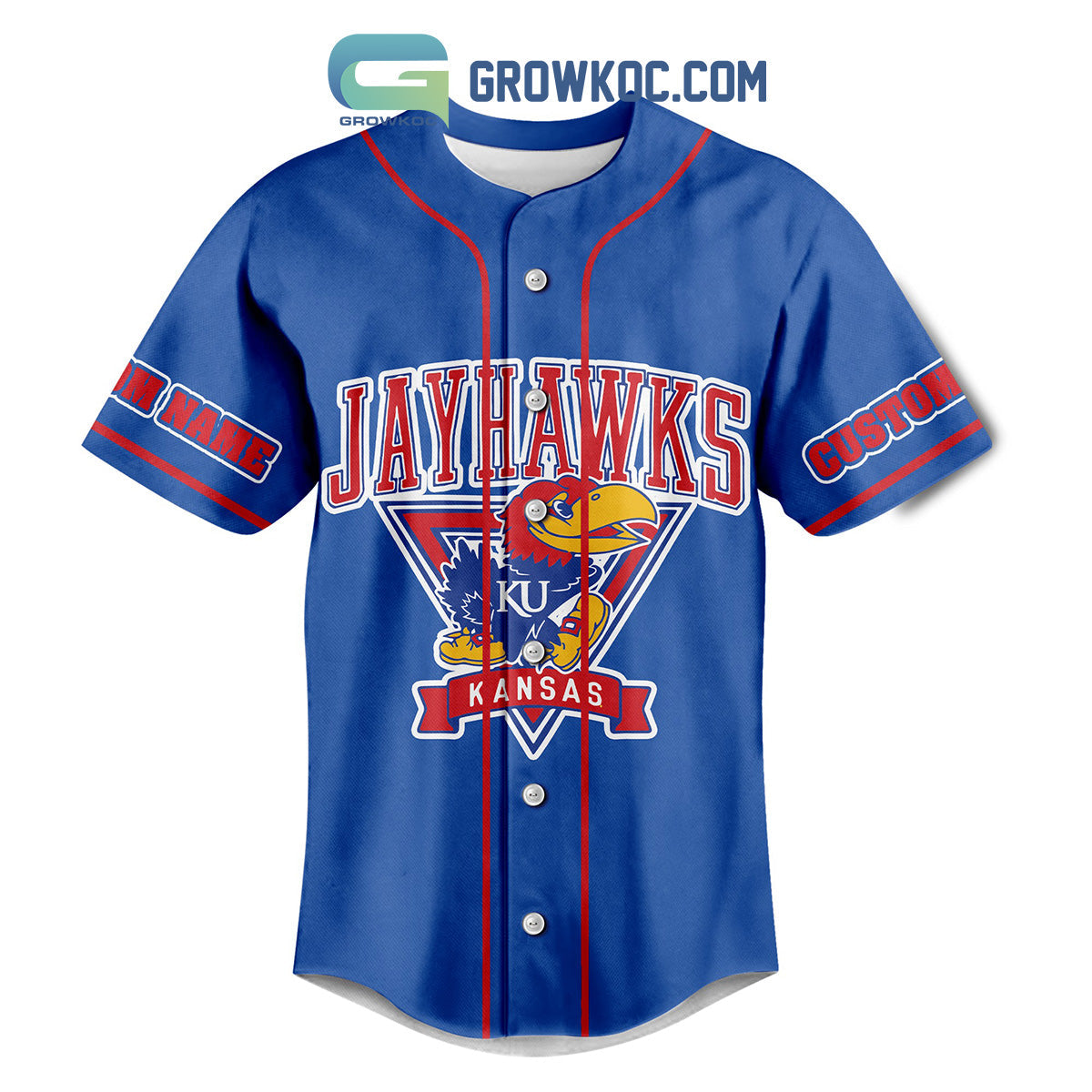 Kansas Jayhawks Rock Chalk Personalized Fan Baseball Jersey baseball jersey product view 3