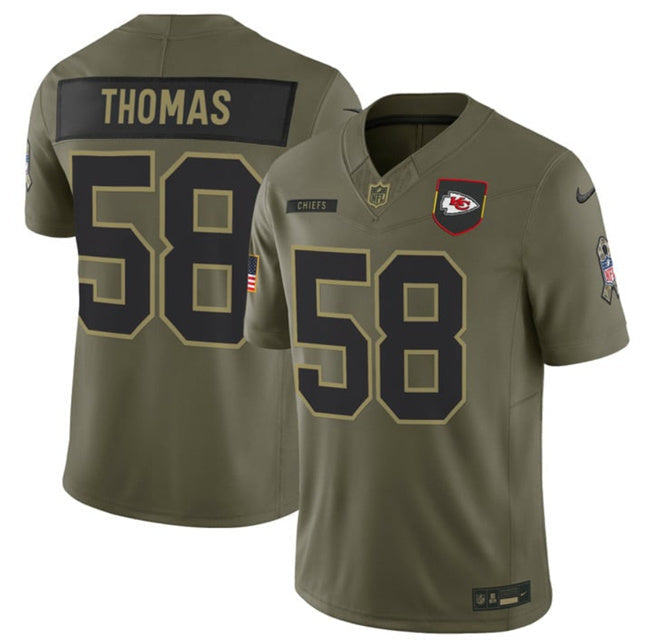 Kansas City Chiefs 58 Derrick Thomas Olive 2025 F.U.S.E. Salute to Service Football Jersey football jersey product view 1
