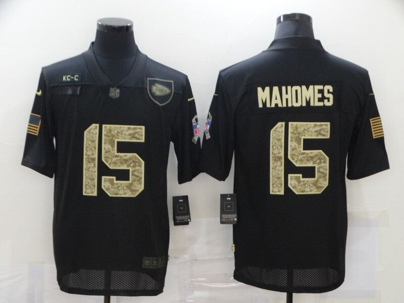 Kansas City Chiefs #15 Patrick Mahomes II 20 Salute Camo Text 603 Football Jersey football jersey product view 1