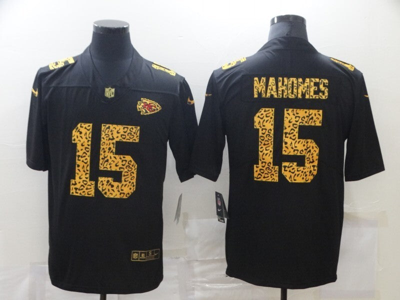 Kansas City Chiefs #15 Patrick Mahomes II Black Leopard Print 091 Football Jersey football jersey product view 1