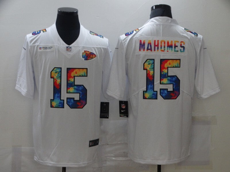 Kansas City Chiefs #15 Patrick Mahomes II White Rainbow 219 Football Jersey football jersey product view 1