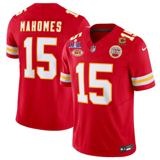 Kansas City Chiefs #15 Patrick Mahomes Red F.U.S.E. With NKH Patch And Super Football Jersey football jersey product view 1