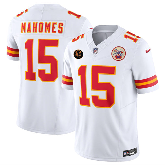 Kansas City Chiefs #15 Patrick Mahomes White 2025 F.U.S.E. John Madden Patch Football Jersey football jersey product view 1