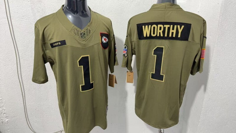 Kansas City Chiefs #1 Xavier Worthy Style 1 Football Jersey football jersey product view 1