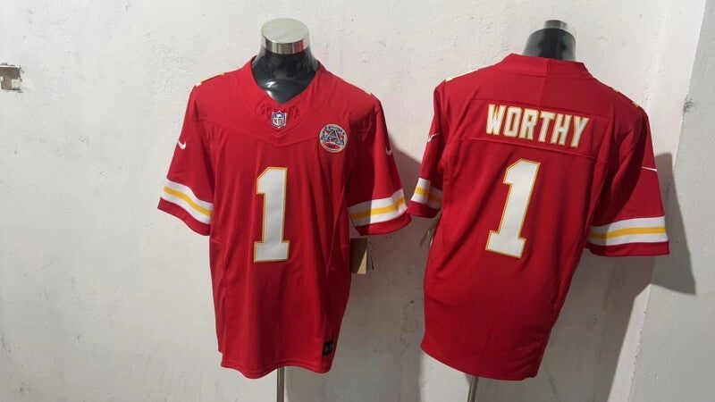 Kansas City Chiefs #1 Xavier Worthy Style 2 Football Jersey football jersey product view 1