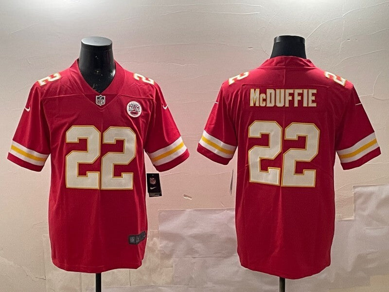 Kansas City Chiefs #22 Trent Mcduffie Chiefs V2 Football Jersey football jersey product view 1