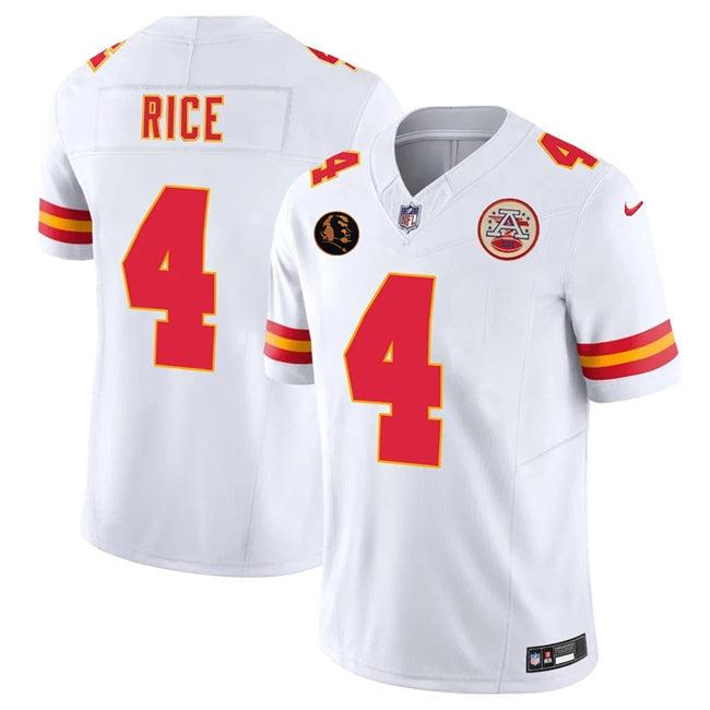 Kansas City Chiefs #4 Rashee Rice White 2025 F.U.S.E. John Madden Patch Football Jersey football jersey product view 1