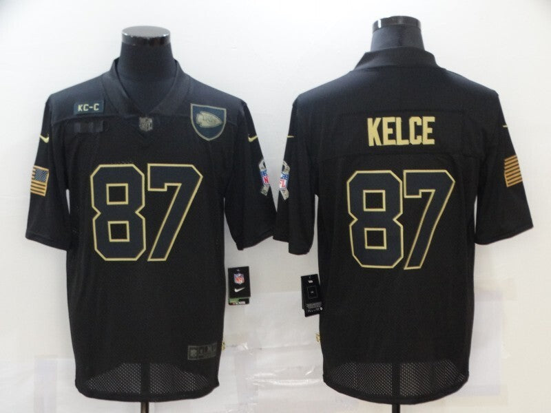 Kansas City Chiefs #87 Travis Kelce 20 New Black Salute 511 Football Jersey football jersey product view 1