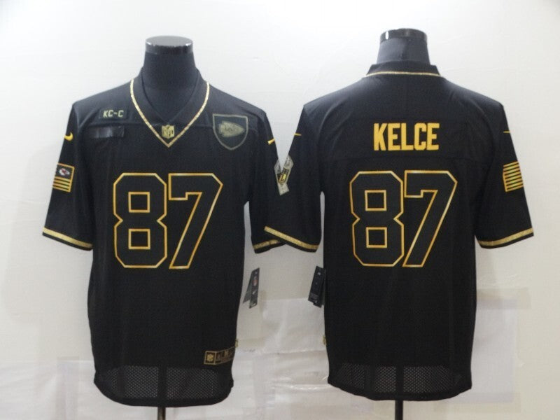 Kansas City Chiefs #87 Travis Kelce 20 Salute Retro Gold 739 Football Jersey football jersey product view 1