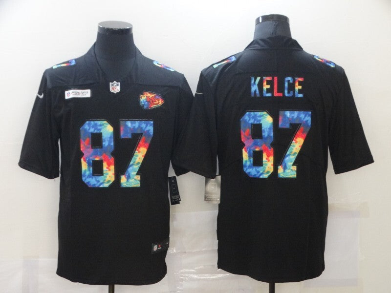 Kansas City Chiefs #87 Travis Kelce Black Rainbow 234 Football Jersey football jersey product view 1