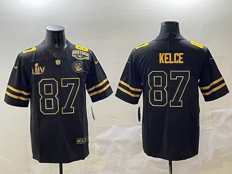 Kansas City Chiefs #87 Travis Kelce Chiefs Black Gold Text Style 2 Football Jersey football jersey product view 1