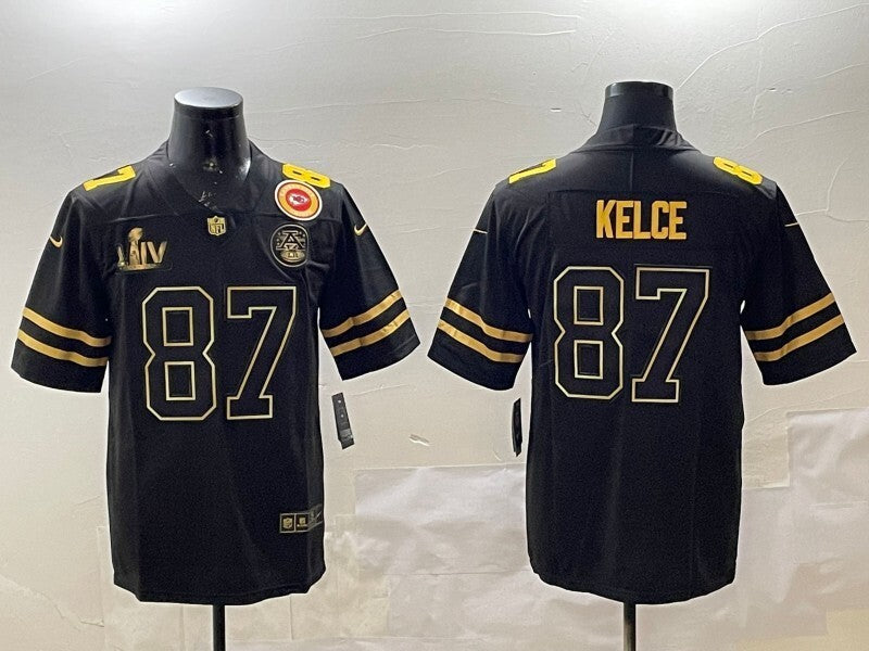 Kansas City Chiefs #87 Travis Kelce Chiefs Black Gold Text Style 3 Football Jersey football jersey product view 1