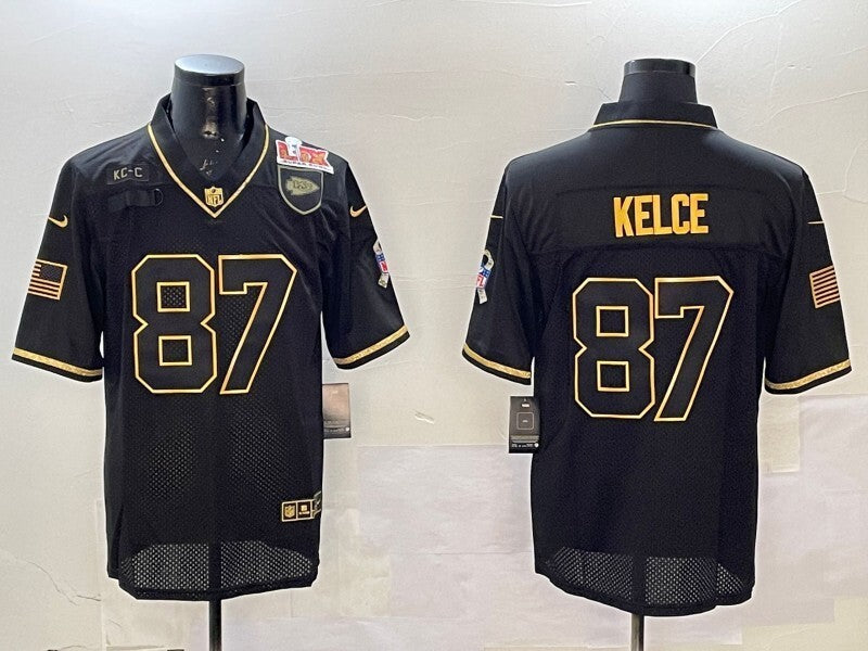Kansas City Chiefs #87 Travis Kelce Chiefs Gold Text Football Jersey football jersey product view 1