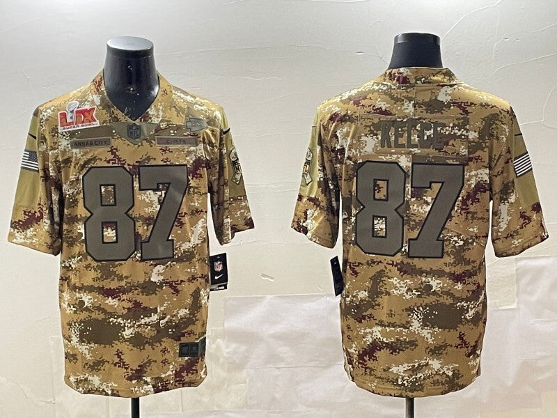 Kansas City Chiefs #87 Travis Kelce Chiefs Salute Football Jersey football jersey product view 1